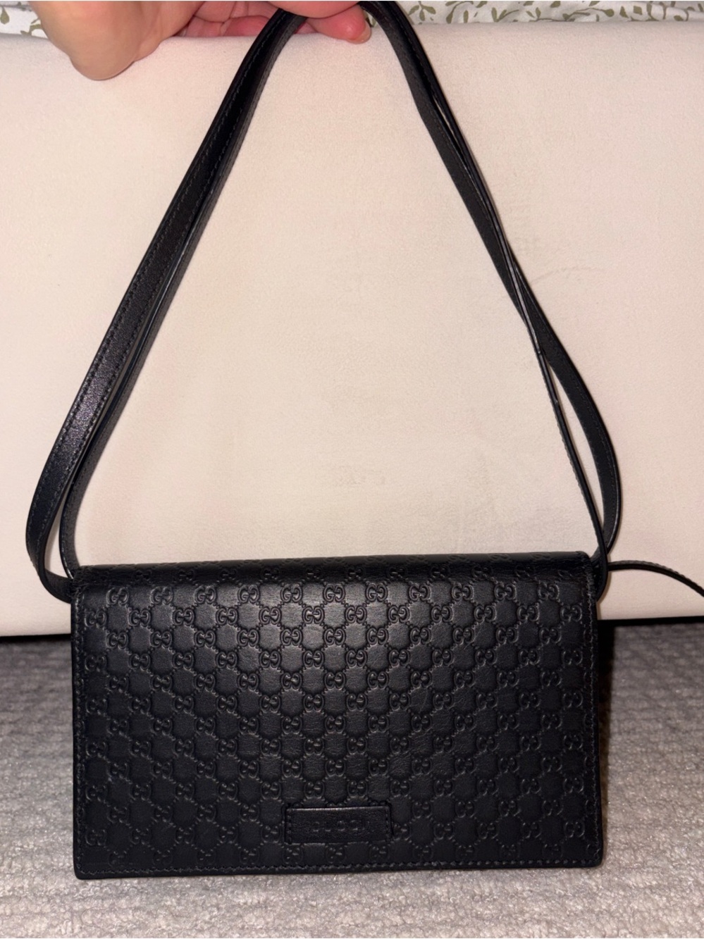 Gucci Black GG-Embossed Leather Crossbody Clutch